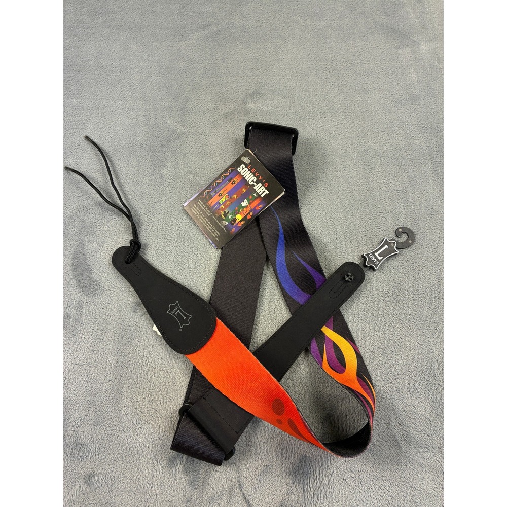 NEW Levys Leathers Sonic-Art Guitar Strap Purple Orange Flame Gradient 2 Inch